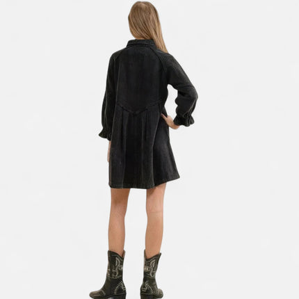 Robe chemise jean noir