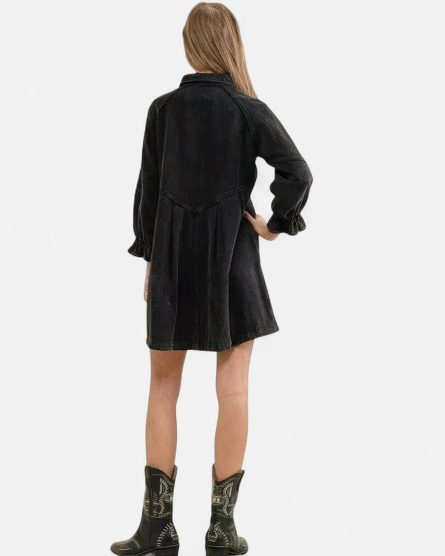 Robe chemise jean noir