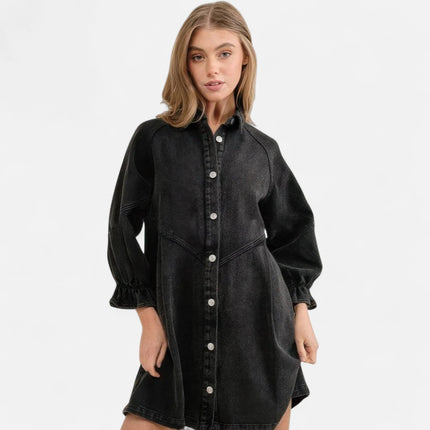 Robe chemise jean noir