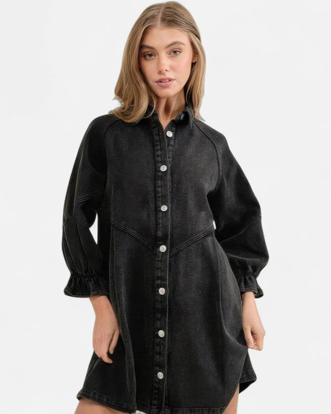 Robe chemise jean noir