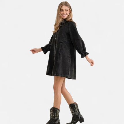 Robe chemise jean noir