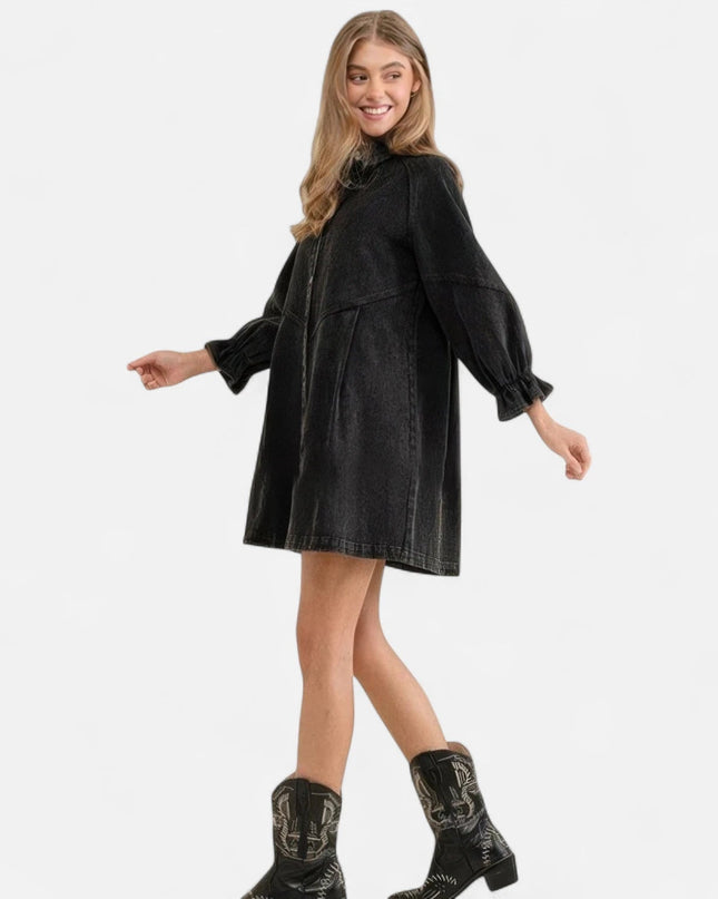 Robe chemise jean noir