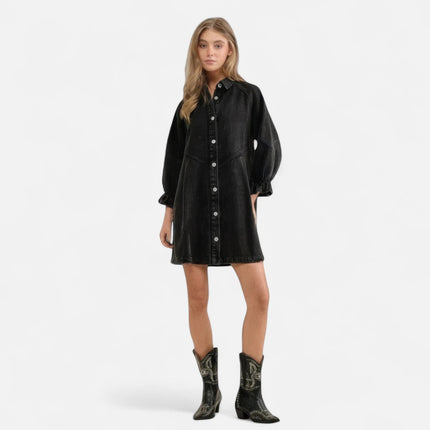 Robe chemise jean noir