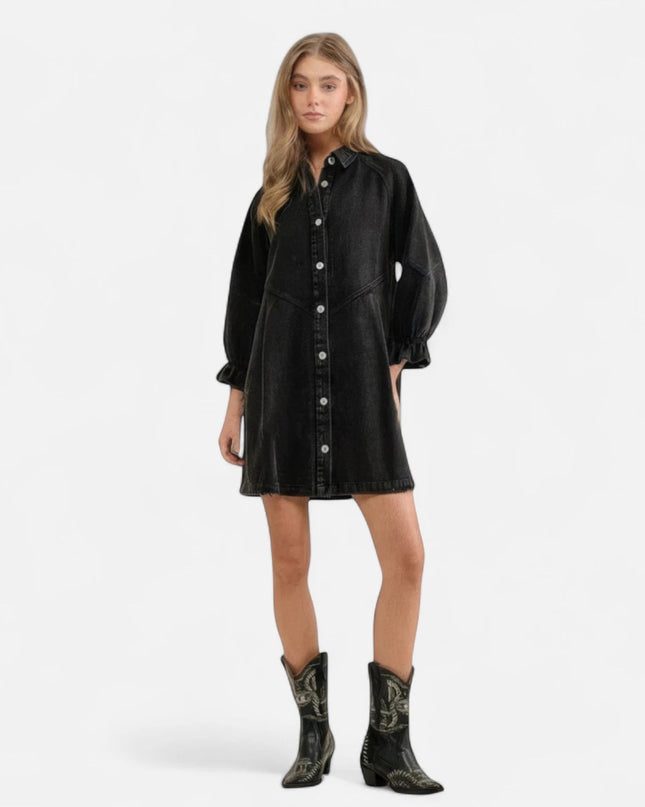 Robe chemise jean noir