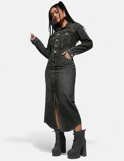 Robe chemise noire femme