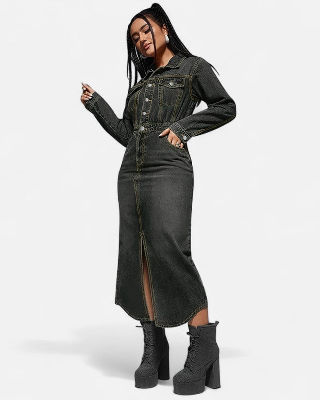 Robe chemise noire femme
