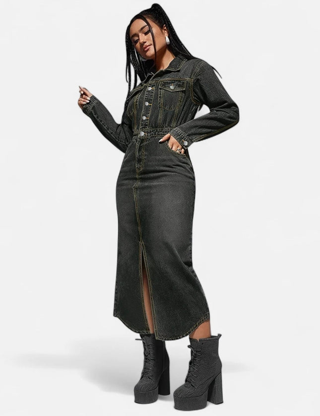 Robe chemise noire femme