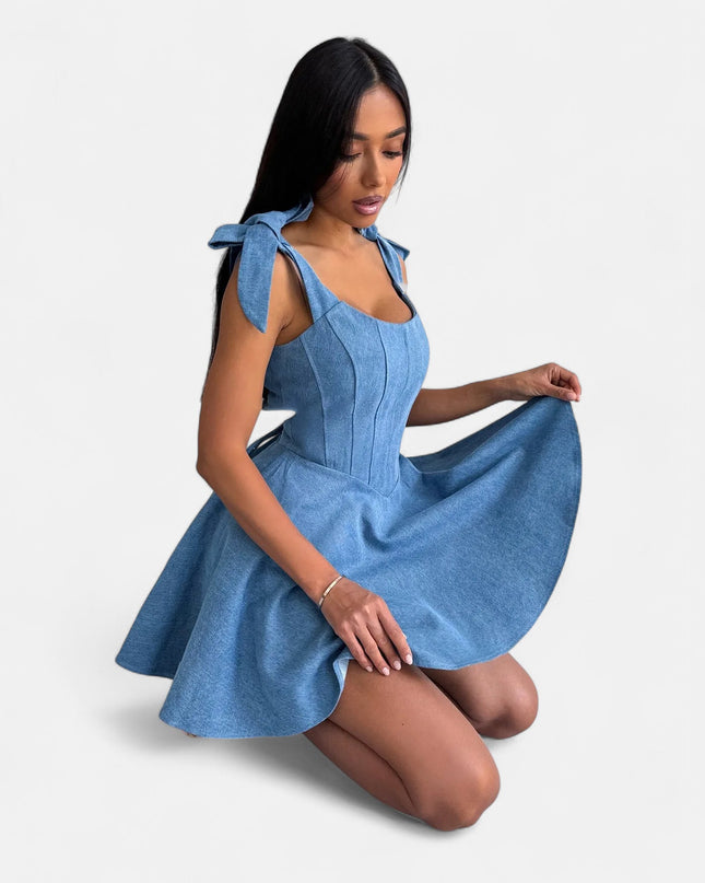 Robe courte en denim