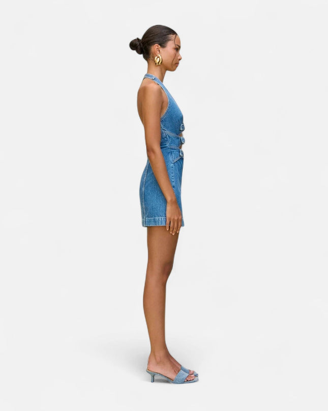 Robe courte en jean avec boucles