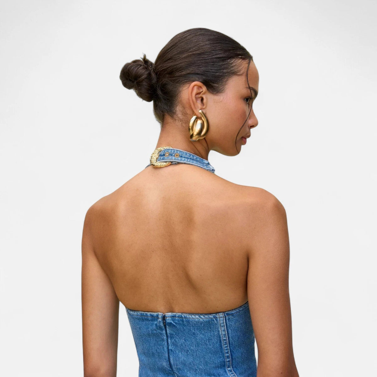 Robe courte en jean avec boucles