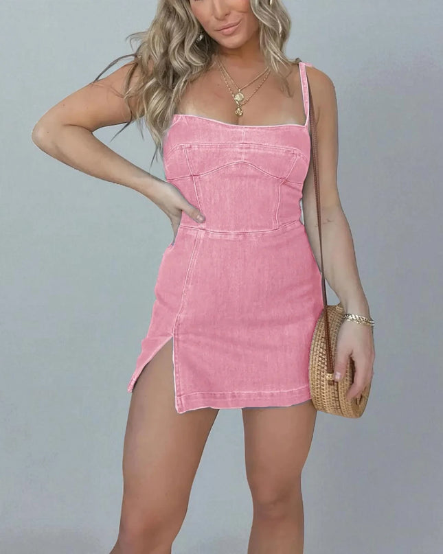 Robe Courte en Jean Rose