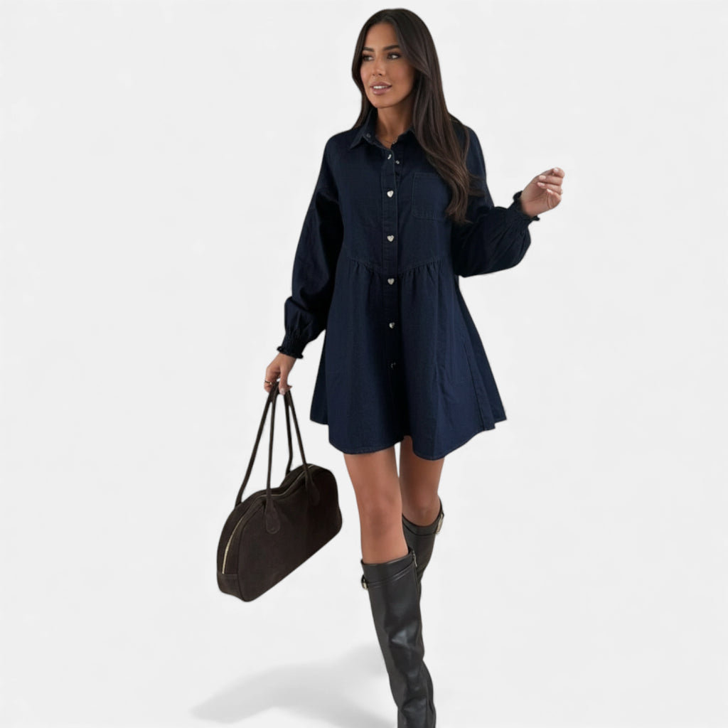 Robe denim bleu marine