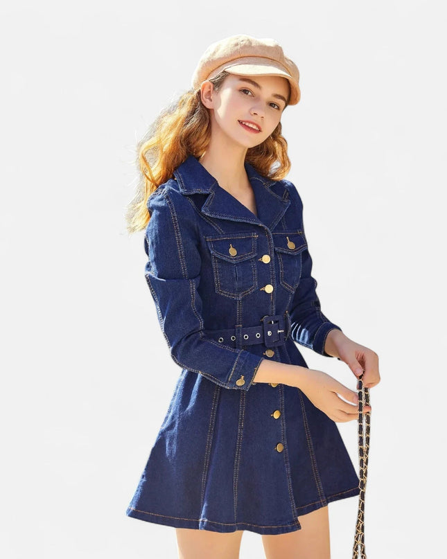 Robe denim manches longues
