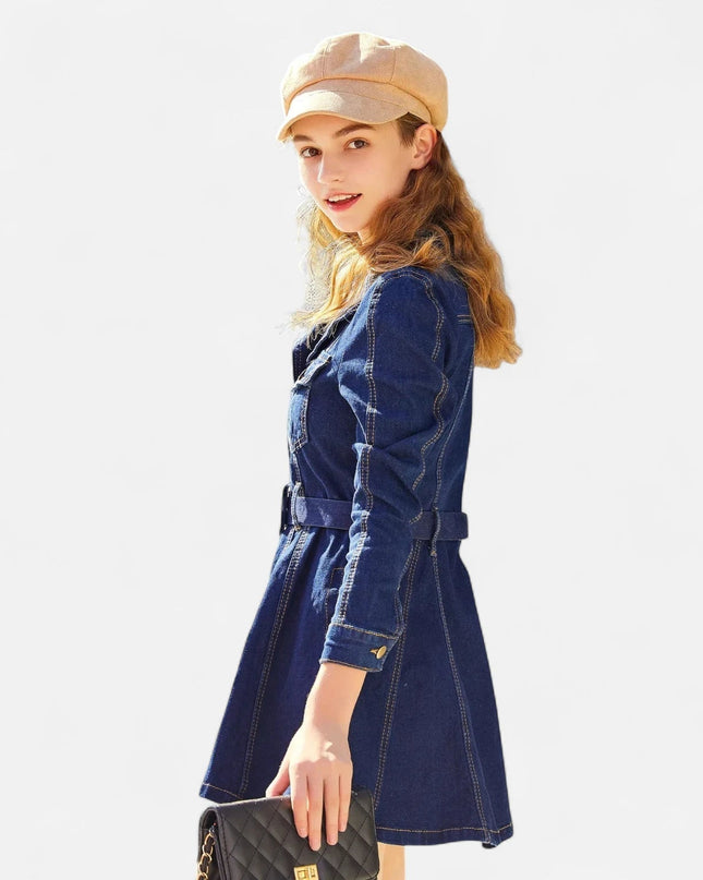 Robe denim manches longues