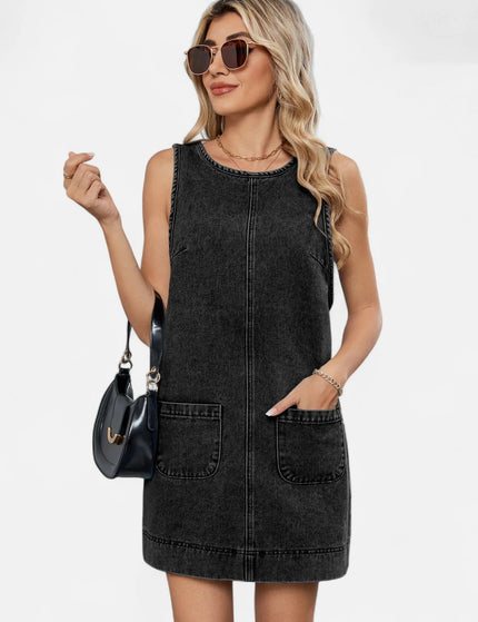 Robe droite en jean noir