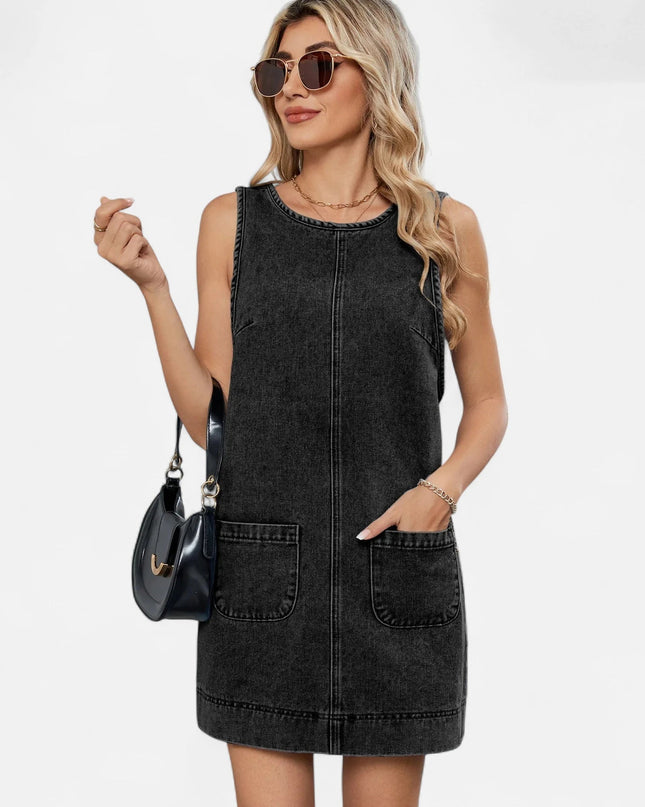 Robe droite en jean noir