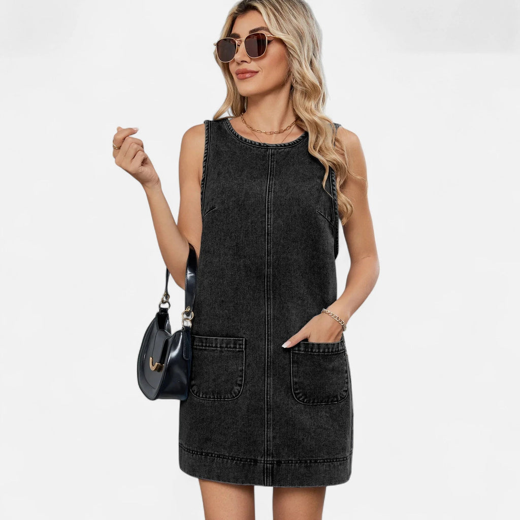 Robe droite en jean noir