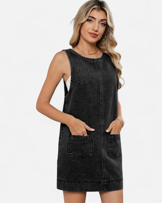 Robe droite en jean noir