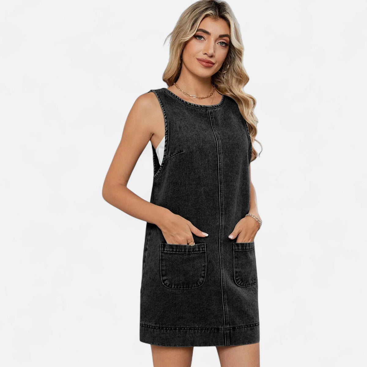 Robe droite en jean noir