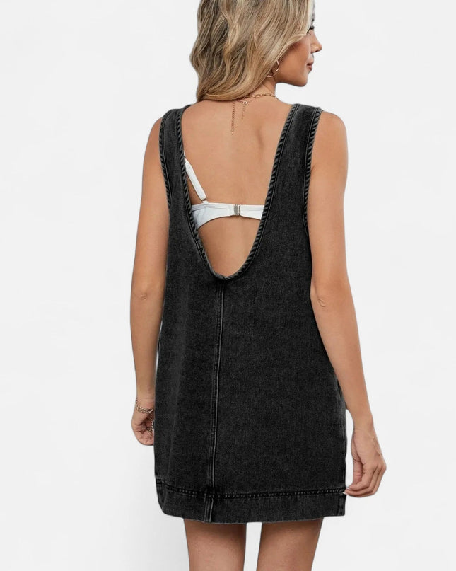 Robe droite en jean noir