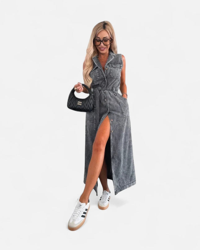 Robe en denim gris