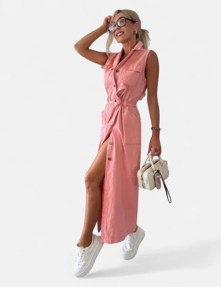 Robe en denim rose