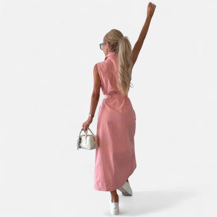 Robe en denim rose