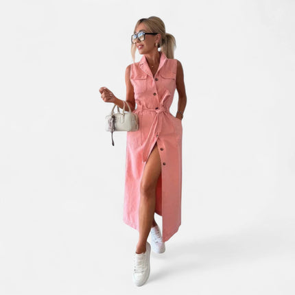 Robe en denim rose