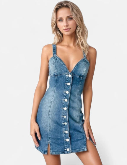 Robe en jean avec bouton