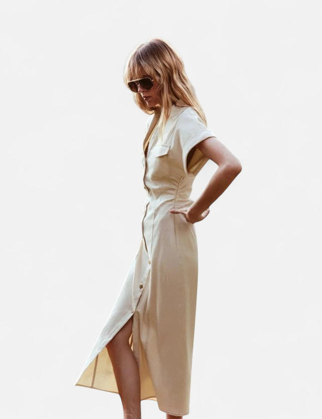 Robe en jean beige