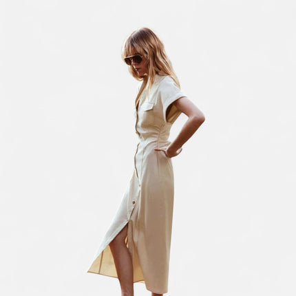 Robe en jean beige