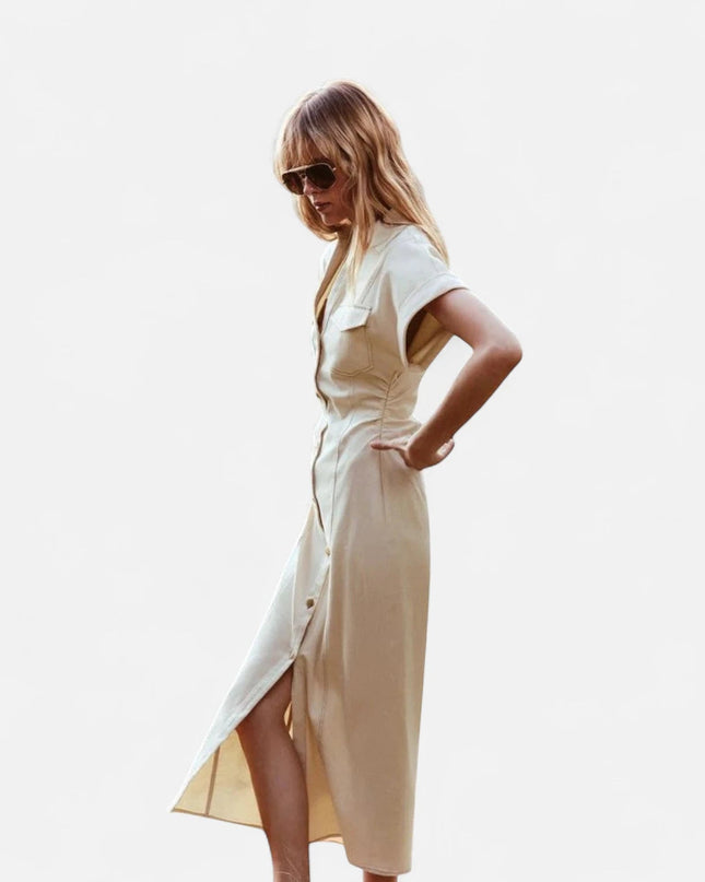 Robe en jean beige