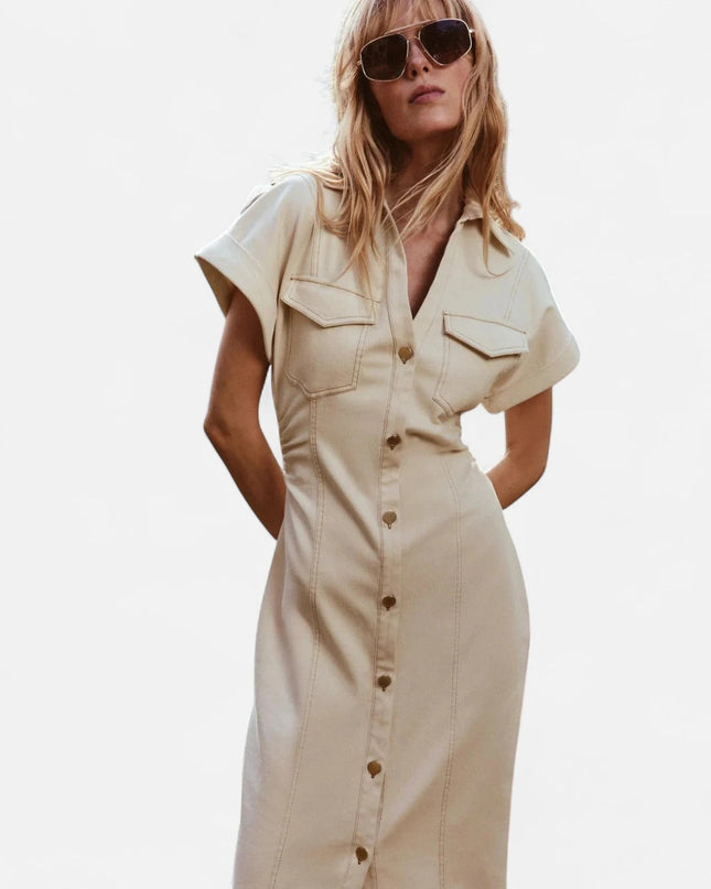 Robe en jean beige