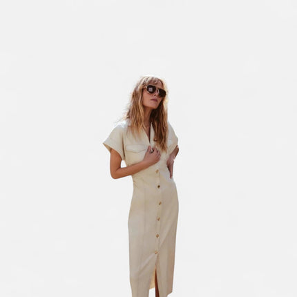 Robe en jean beige