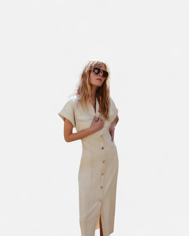 Robe en jean beige