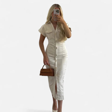 Robe en jean beige