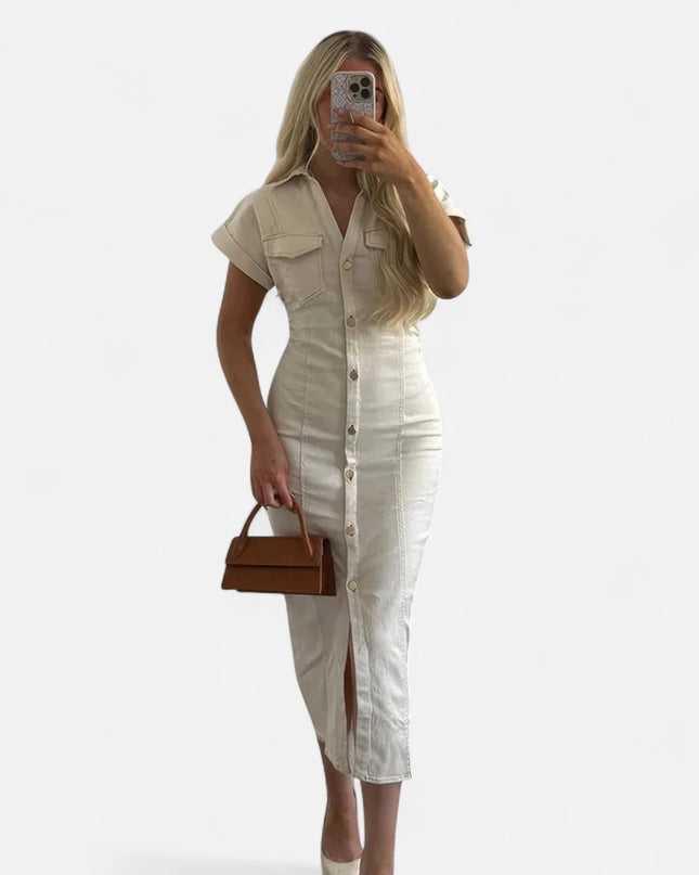 Robe en jean beige