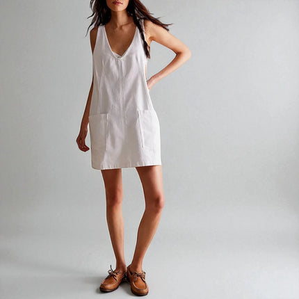 Robe Salopette Blanche en Jean