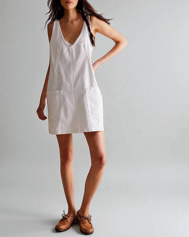 Robe Salopette Blanche en Jean