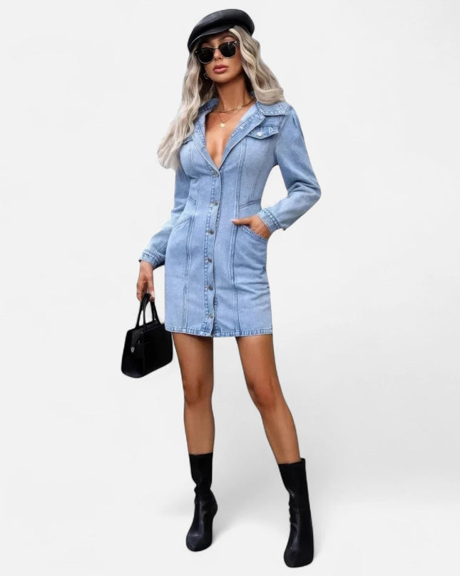 Robe en jean bleu clair