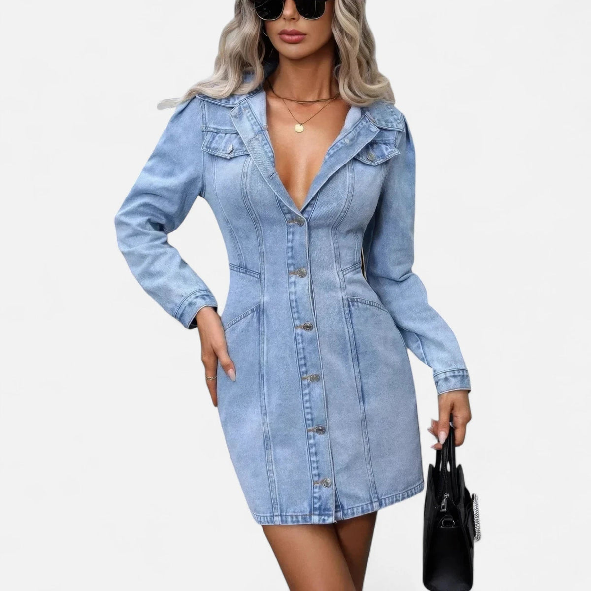 Robe en jean bleu clair