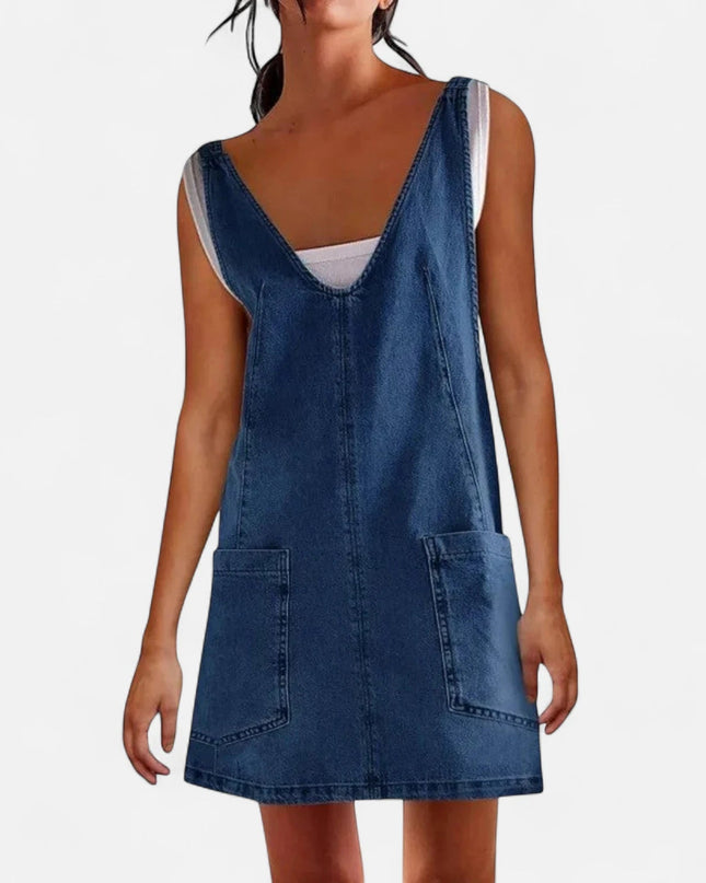Robe en jean bleu foncé