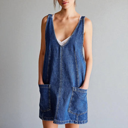 Robe en jean bleu foncé