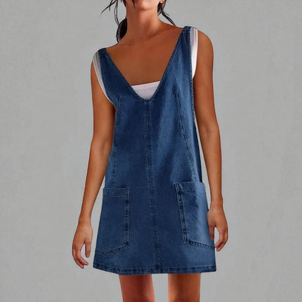 Robe en jean bleu foncé