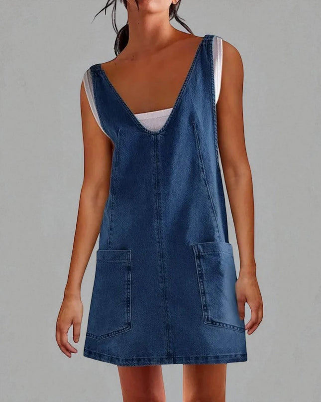 Robe en jean bleu foncé