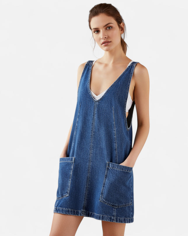 Robe en jean bleu foncé