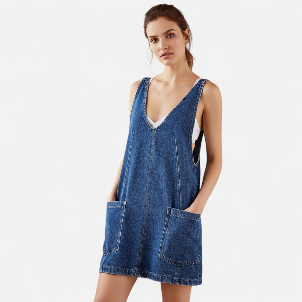 Robe en jean bleu foncé