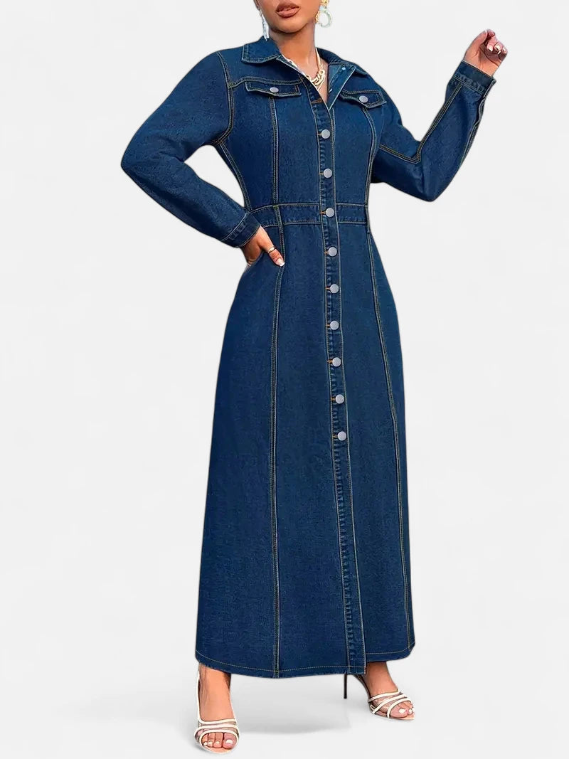 Robe en jean boutonnée devant