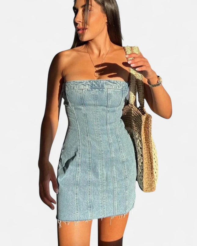 Robe en jean bustier courte sexy