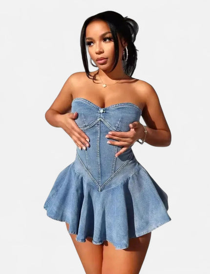 Robe en jean bustier patineuse